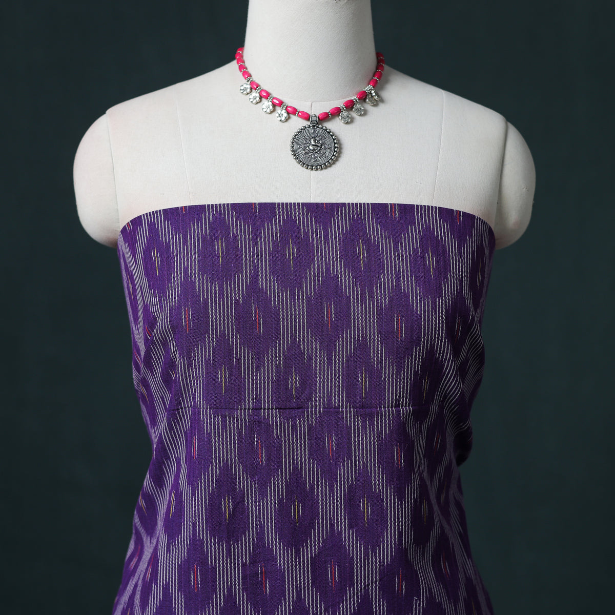 Pochampally Ikat Cotton Unstitched Dress Material: Kurta & Dupatta 06
