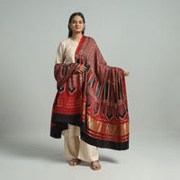 Red - Ajrakh Modal Silk Dupatta with Zari Border 39