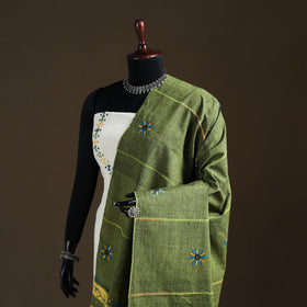 Kantha Hand Embroidered Khes Handwoven Cotton Dupatta 47
