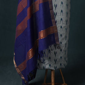 Pochampally Ikat Cotton Unstitched Dress Material: Kurta & Dupatta 07