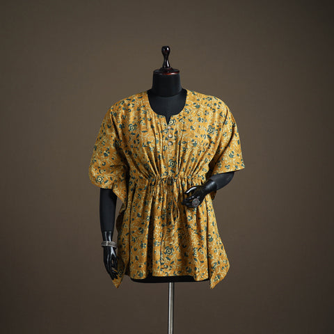 Ajrakh hand block print natural dyed cotton short kaftan 29