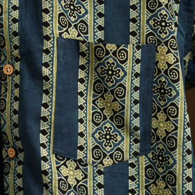 Natural Dyed Hand Block Print Cotton Men Half Sleeve Ajrakh Shirt 04