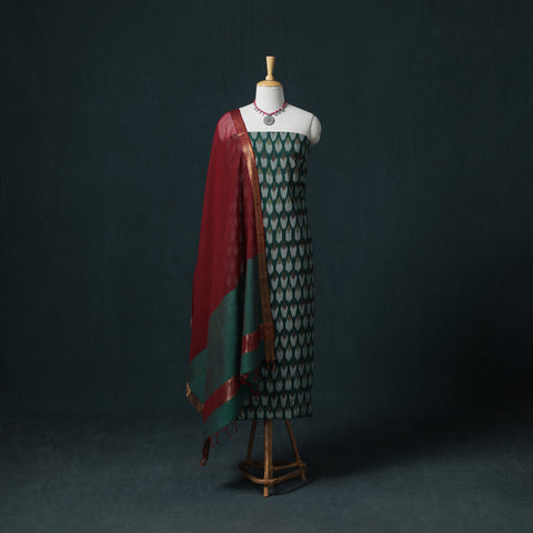 Pochampally Ikat Cotton Unstitched Dress Material: Kurta & Dupatta 08
