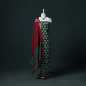 Pochampally Ikat Cotton Unstitched Dress Material: Kurta & Dupatta 08