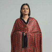 Red - Ajrakh Modal Silk Dupatta with Zari Border 40