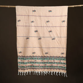 Kantha Hand Embroidered Khes Handwoven Cotton Dupatta 45