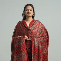 Red - Ajrakh Modal Silk Dupatta with Zari Border 41