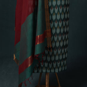 Pochampally Ikat Cotton Unstitched Dress Material: Kurta & Dupatta 08
