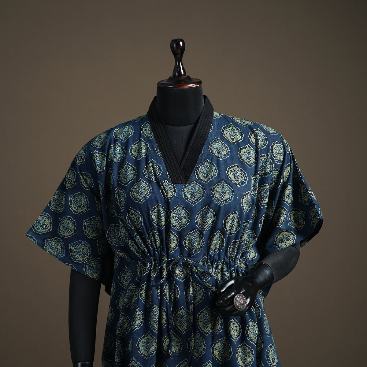 Ajrakh Hand Block Print Natural Dyed Cotton Short Kaftan 30