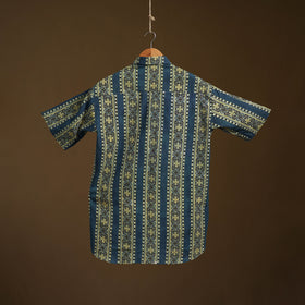 Natural Dyed Hand Block Print Cotton Men Half Sleeve Ajrakh Shirt 04