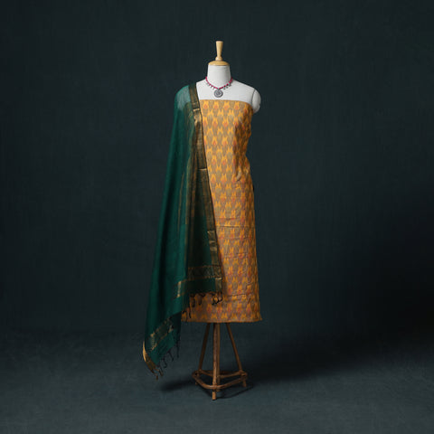 Pochampally Ikat Cotton Unstitched Dress Material: Kurta & Dupatta 09