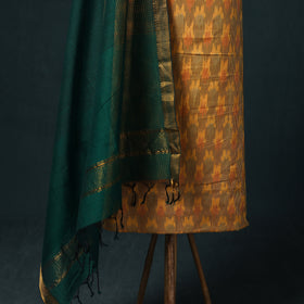 Pochampally Ikat Cotton Unstitched Dress Material: Kurta & Dupatta 09