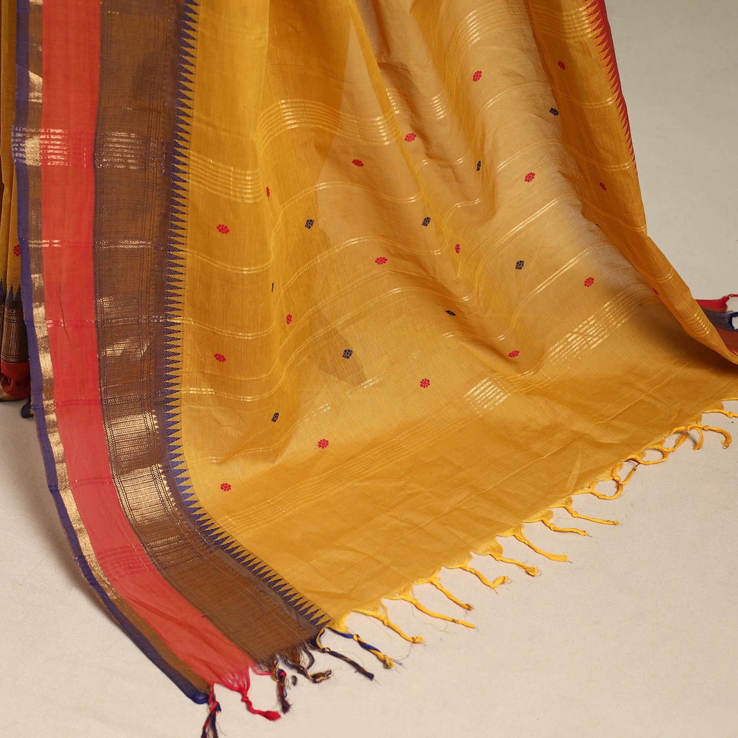 Yellow - kandangi thread buti chettinad cotton saree