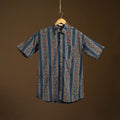 Natural Dyed Hand Block Print Cotton Men Half Sleeve Ajrakh Shirt 14