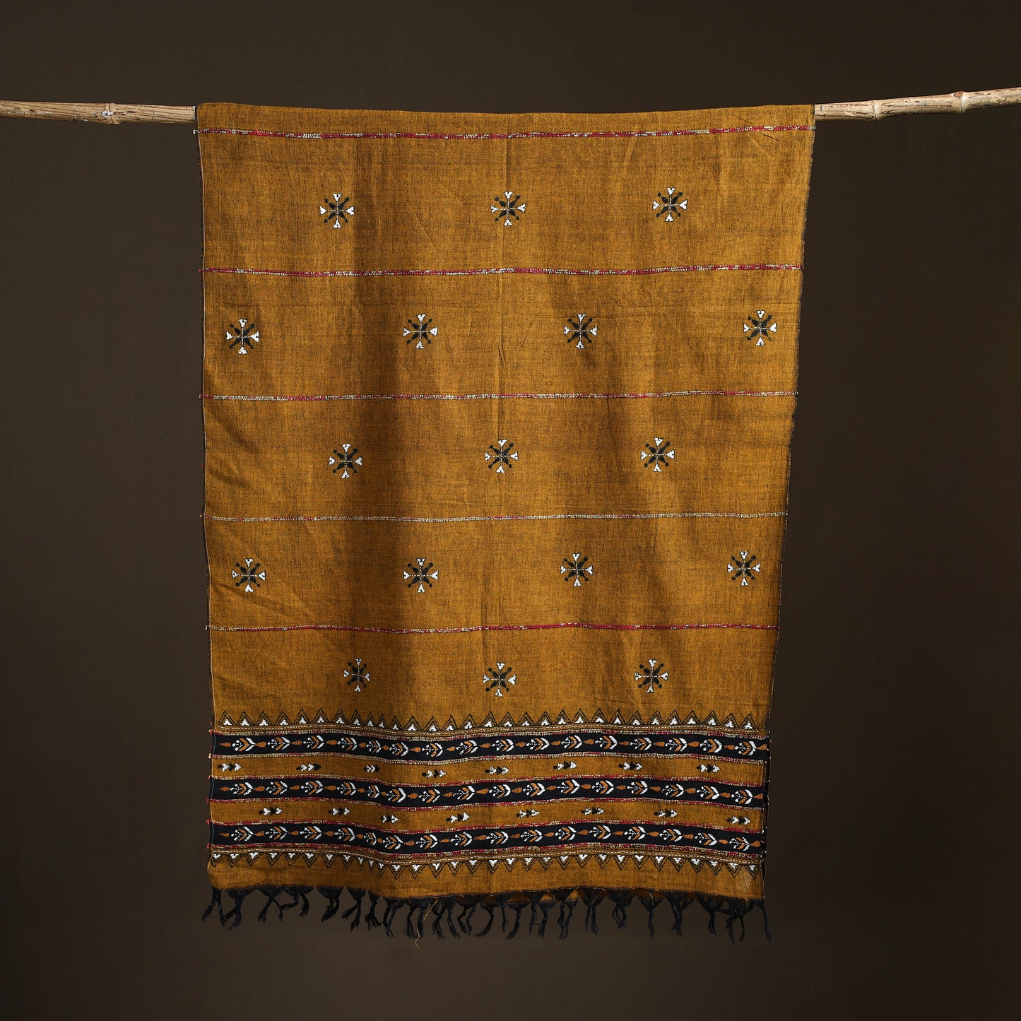 Kantha Hand Embroidered Khes Handwoven Cotton Dupatta 38