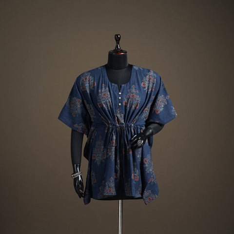 Ajrakh hand block print natural dyed cotton short kaftan 32