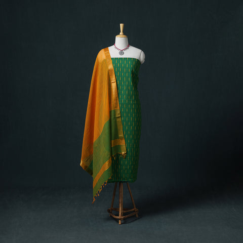 Pochampally Ikat Cotton Unstitched Dress Material: Kurta & Dupatta 10