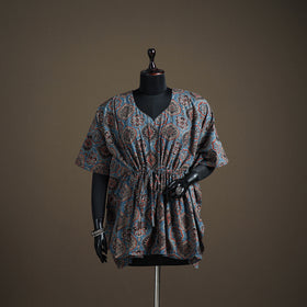 Ajrakh Hand Block Print Natural Dyed Cotton Short Kaftan 33