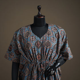 Ajrakh Hand Block Print Natural Dyed Cotton Short Kaftan 33