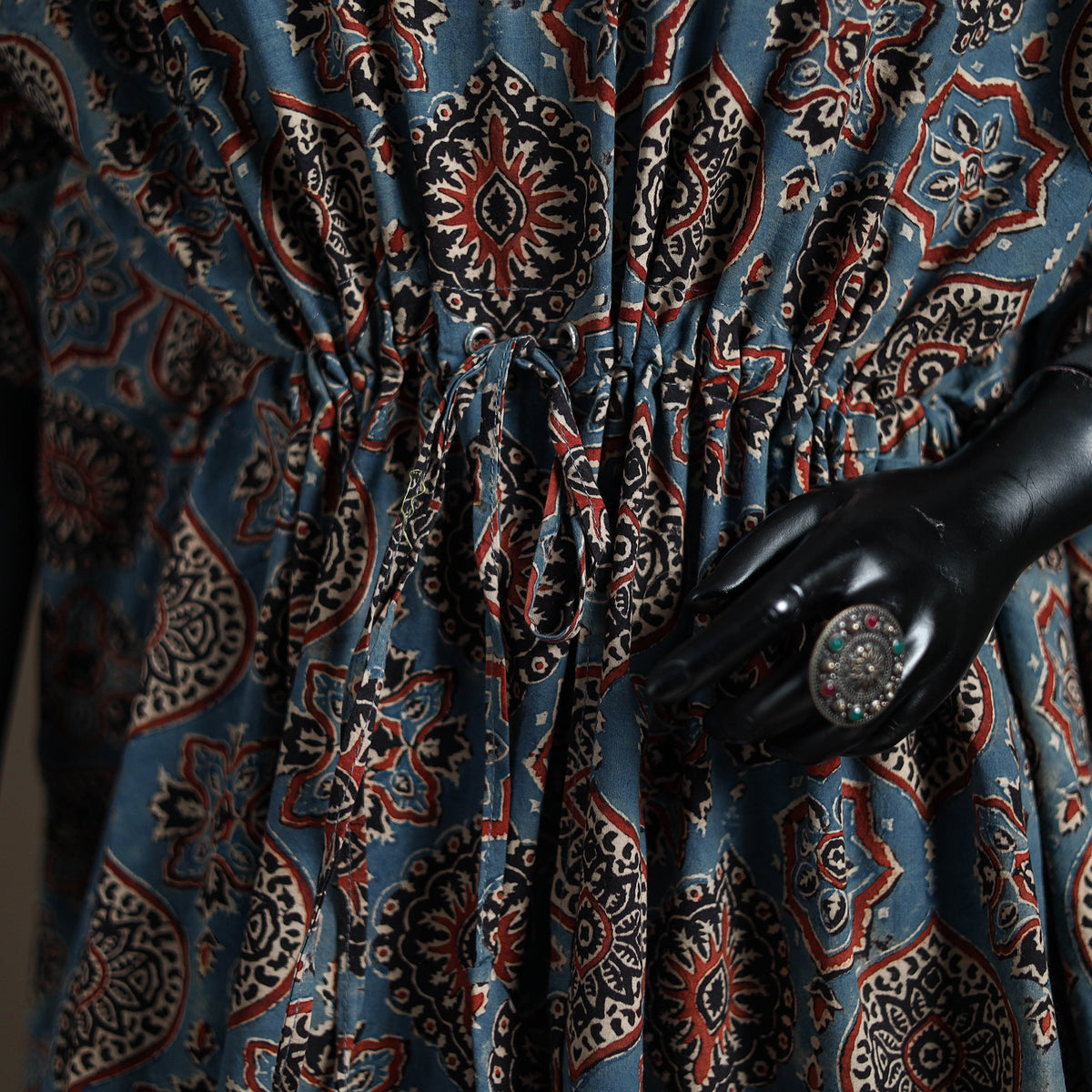 Ajrakh Hand Block Print Natural Dyed Cotton Short Kaftan 33