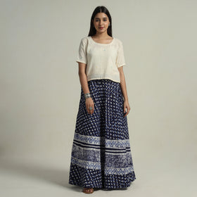 Buy Hand Batik Printed Running Stitch Cotton Long Skirt 52 Online l iTokri.com