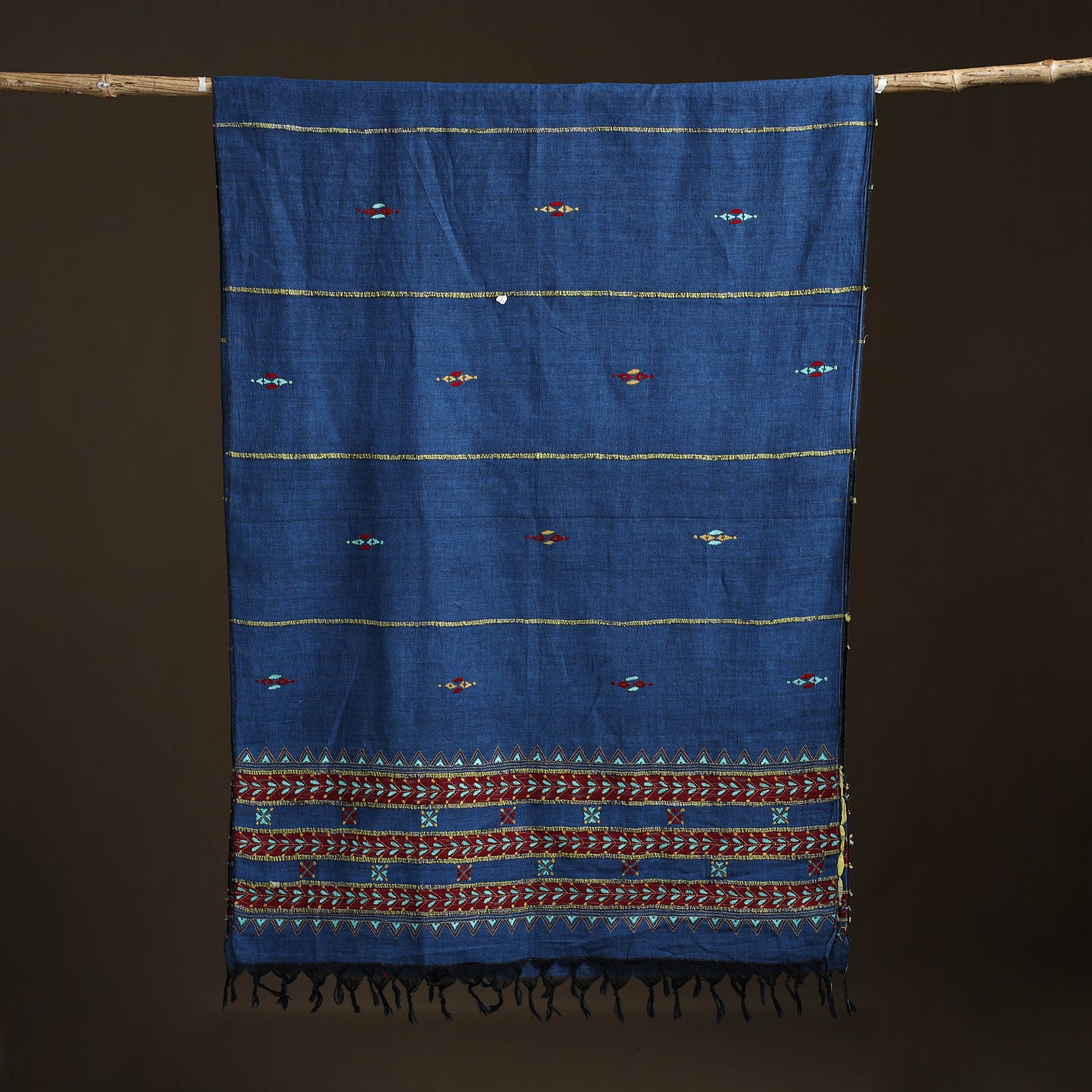Kantha Hand Embroidered Khes Handwoven Cotton Dupatta 32