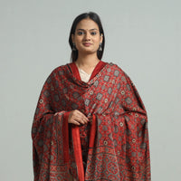 Red - Ajrakh Modal Silk Dupatta with Zari Border 46