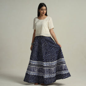 Buy Hand Batik Printed Running Stitch Cotton Long Skirt 52 Online l iTokri.com