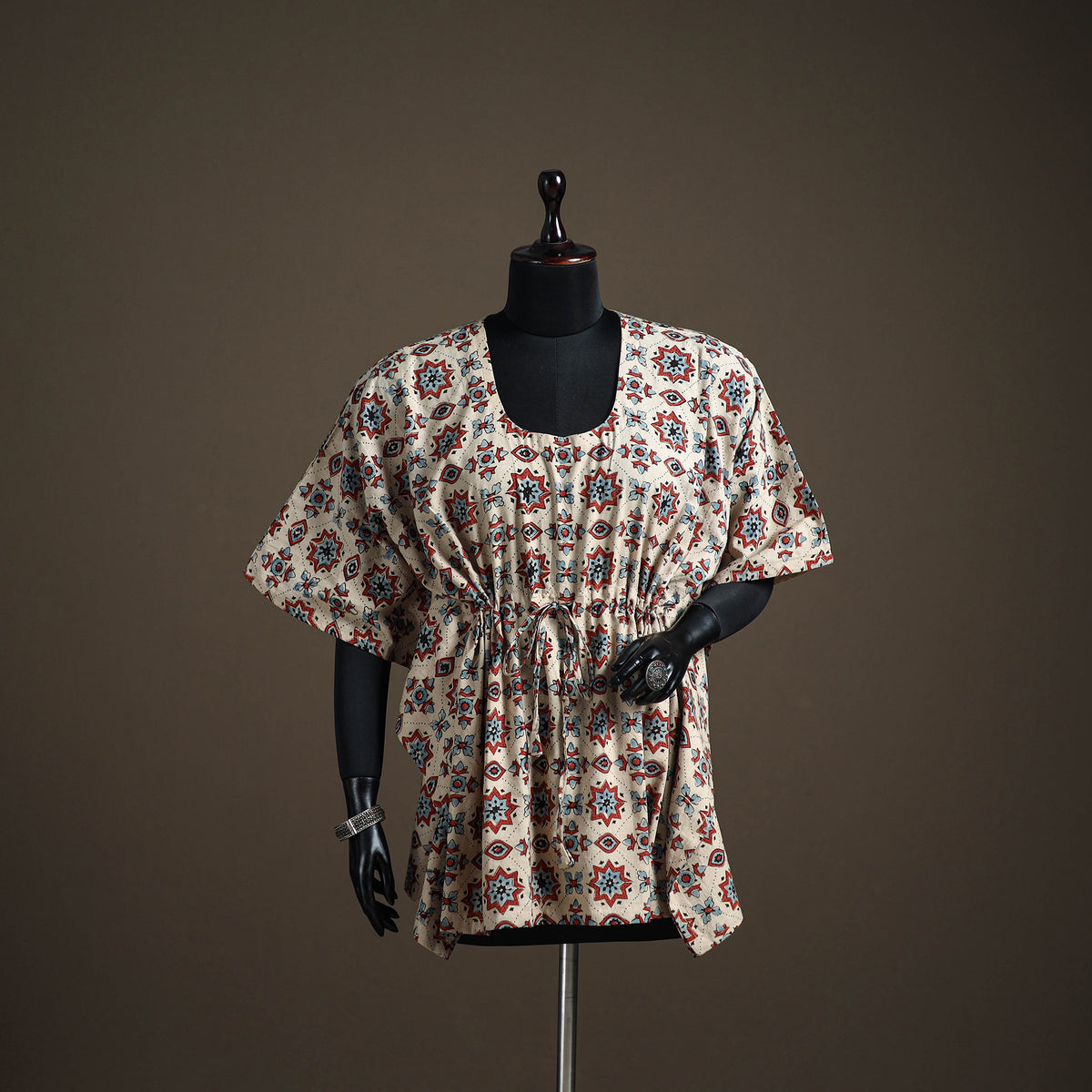Ajrakh Hand Block Print Natural Dyed Cotton Short Kaftan 34