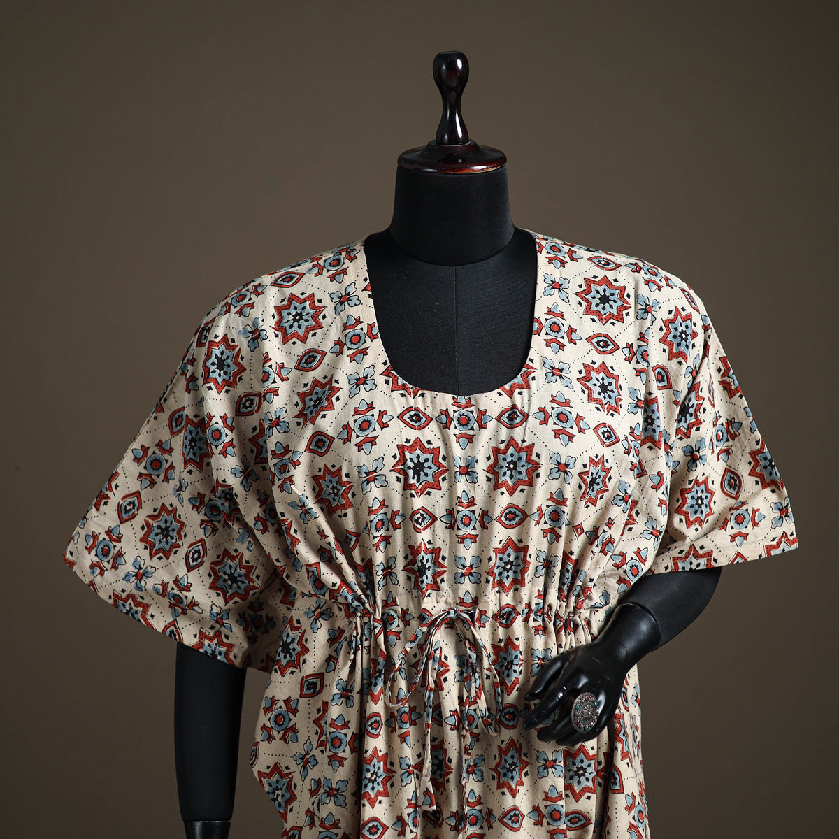 Ajrakh Hand Block Print Natural Dyed Cotton Short Kaftan 34
