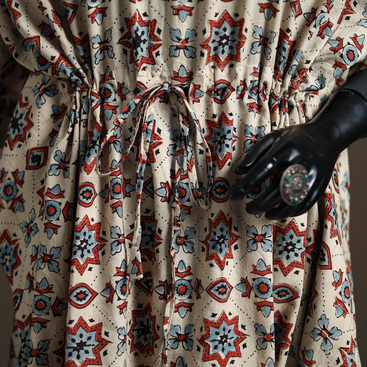 Ajrakh Hand Block Print Natural Dyed Cotton Short Kaftan 34