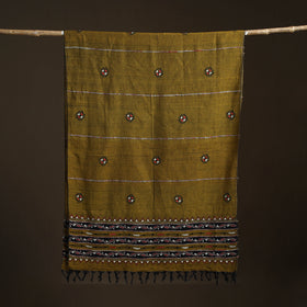 Brown - Kantha Hand Embroidered Khes Handwoven Cotton Dupatta 29