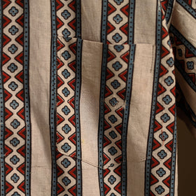 Natural Dyed Hand Block Print Cotton Men Half Sleeve Ajrakh Shirt 06