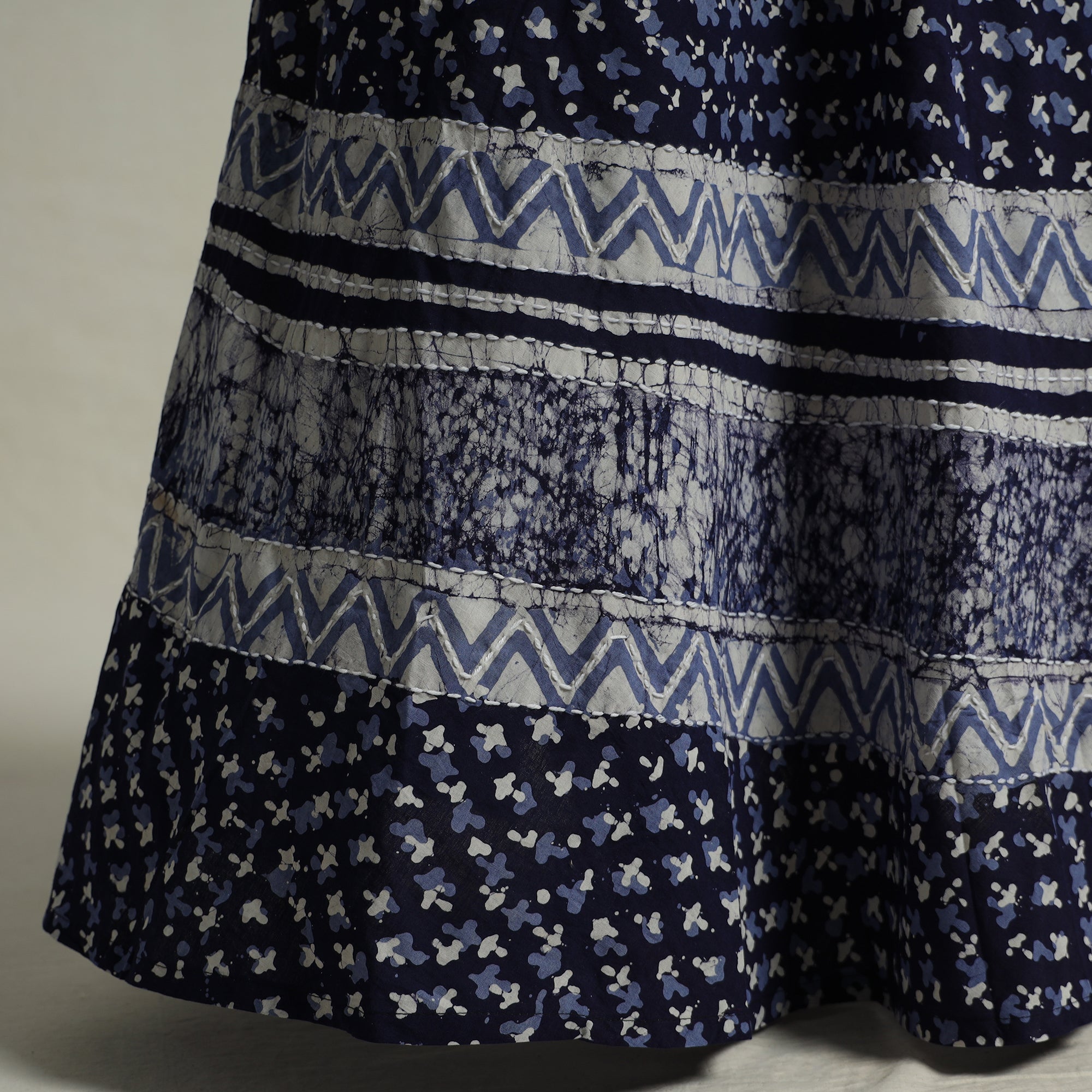 Buy Hand Batik Printed Running Stitch Cotton Long Skirt 52 Online l iTokri.com