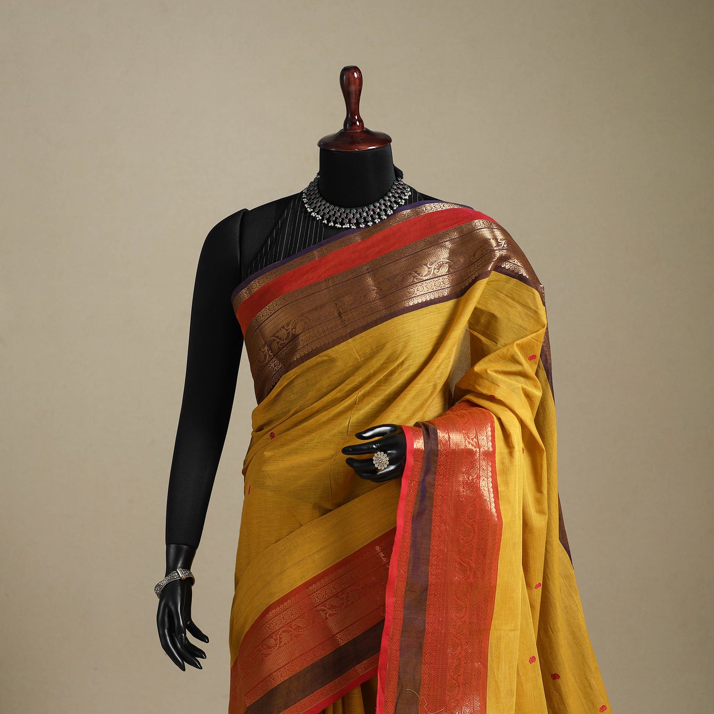 Yellow - kandangi thread buti chettinad cotton saree