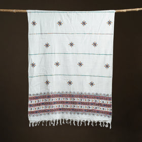 Kantha Hand Embroidered Khes Handwoven Cotton Dupatta 27