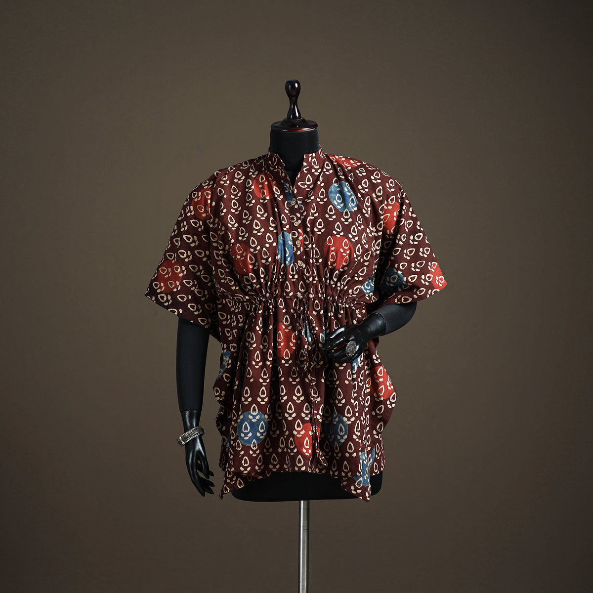 Ajrakh Hand Block Print Natural Dyed Cotton Short Kaftan 35