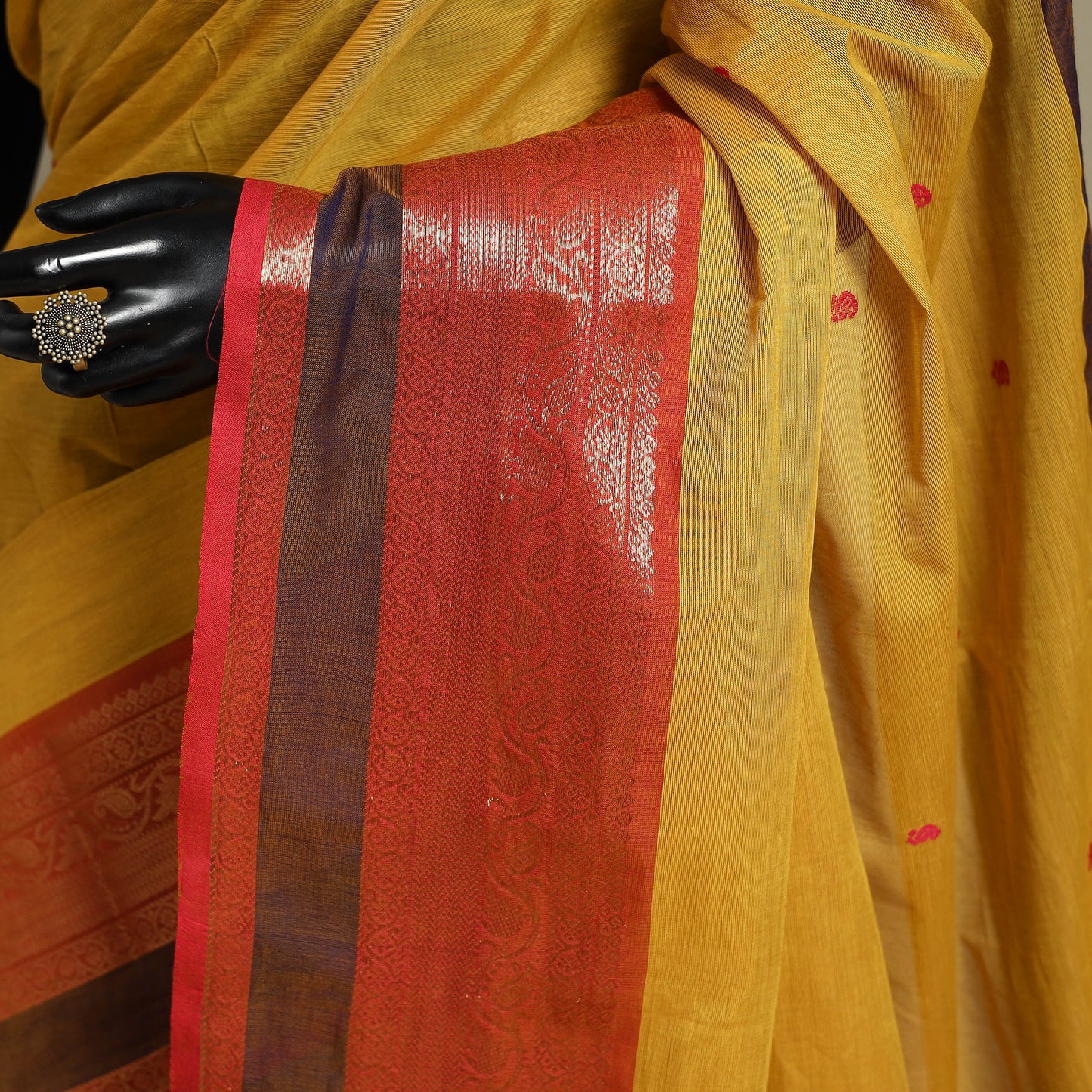 Yellow - kandangi thread buti chettinad cotton saree