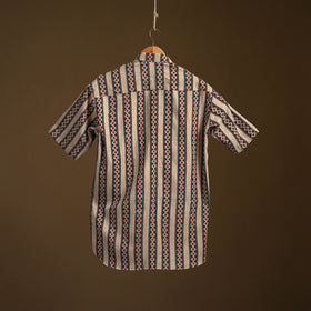 Natural Dyed Hand Block Print Cotton Men Half Sleeve Ajrakh Shirt 06