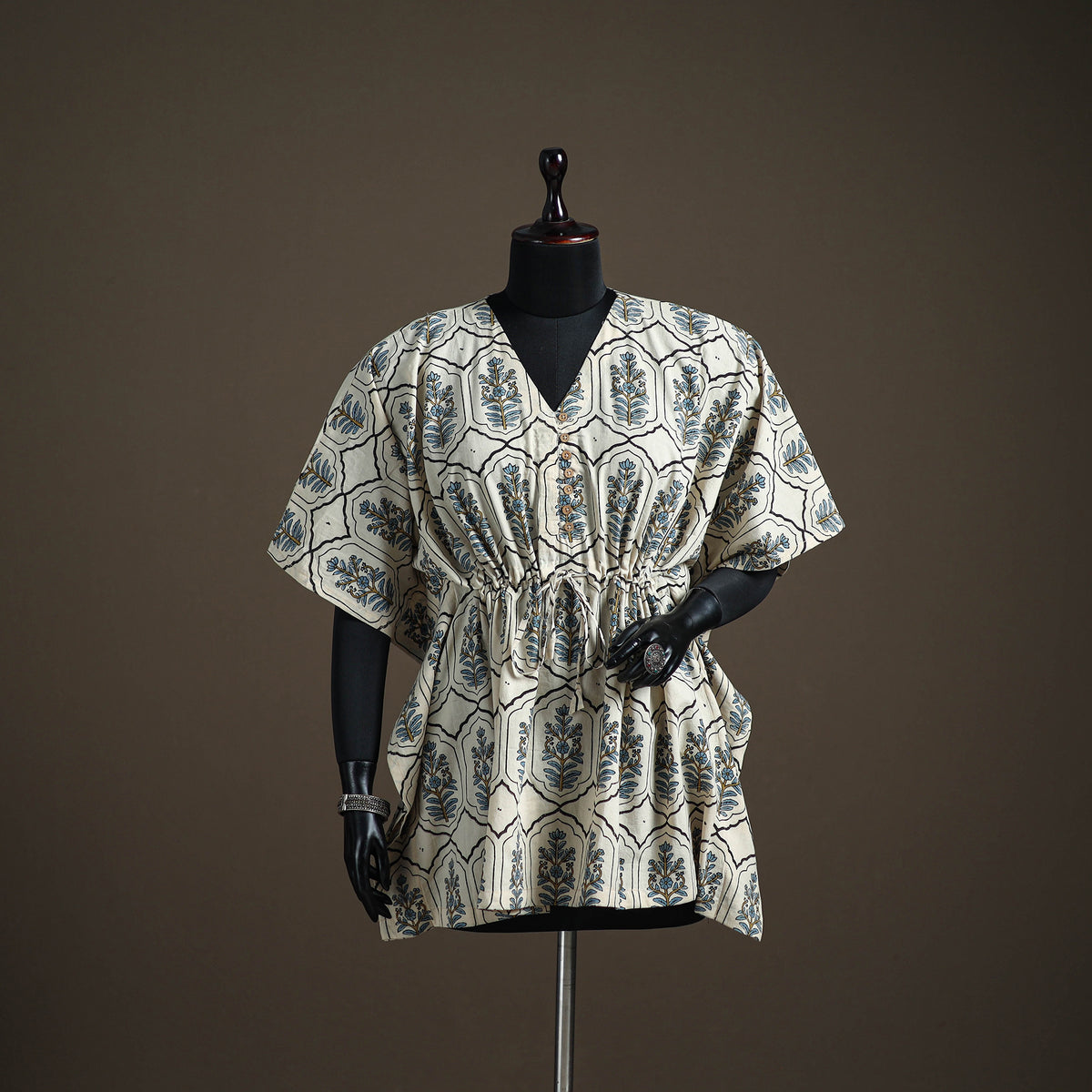 Ajrakh Hand Block Print Natural Dyed Cotton Short Kaftan 36