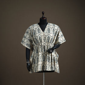 Ajrakh Hand Block Print Natural Dyed Cotton Short Kaftan 36