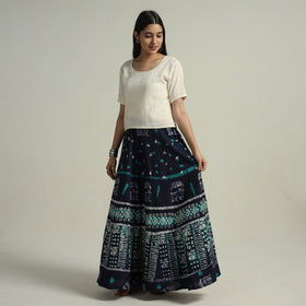 Buy Hand Batik Printed Running Stitch Cotton Long Skirt 54 Online l iTokri.com