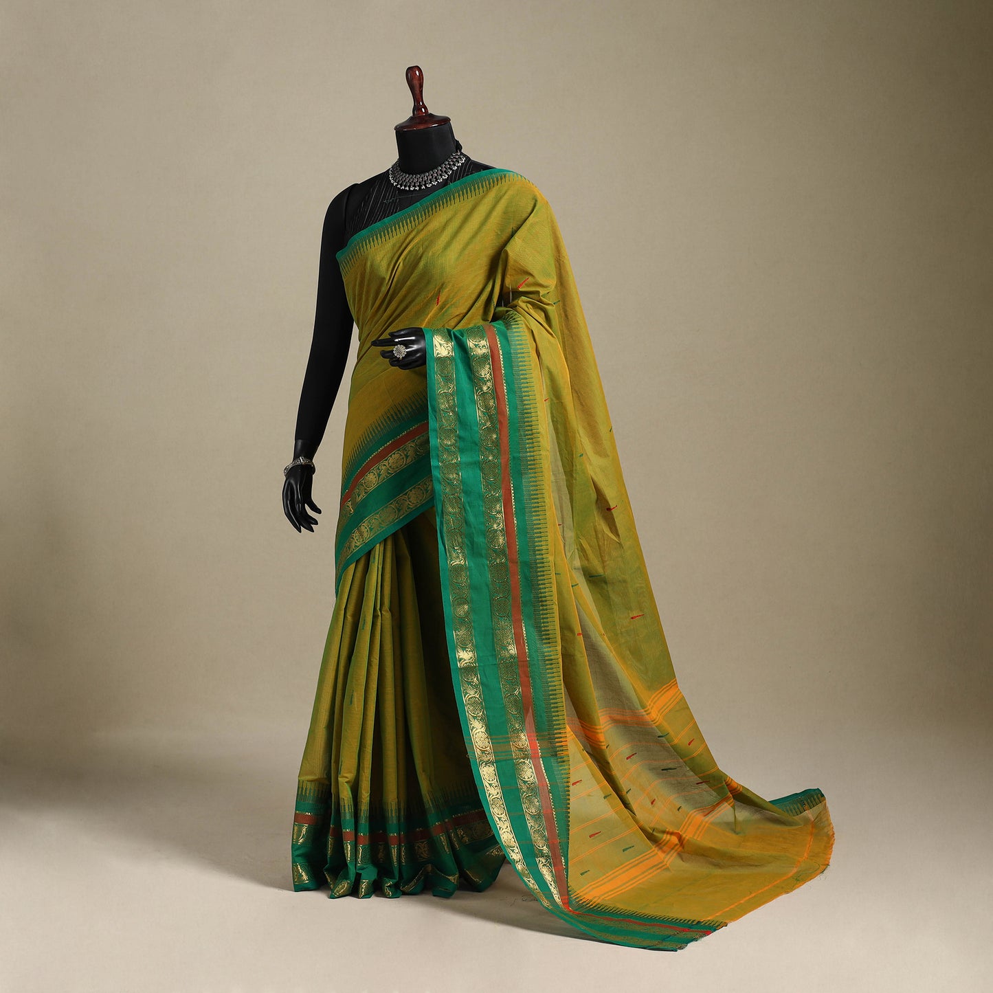Green - kandangi thread buti chettinad cotton saree