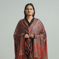 Red - Ajrakh Modal Silk Dupatta with Zari Border 50