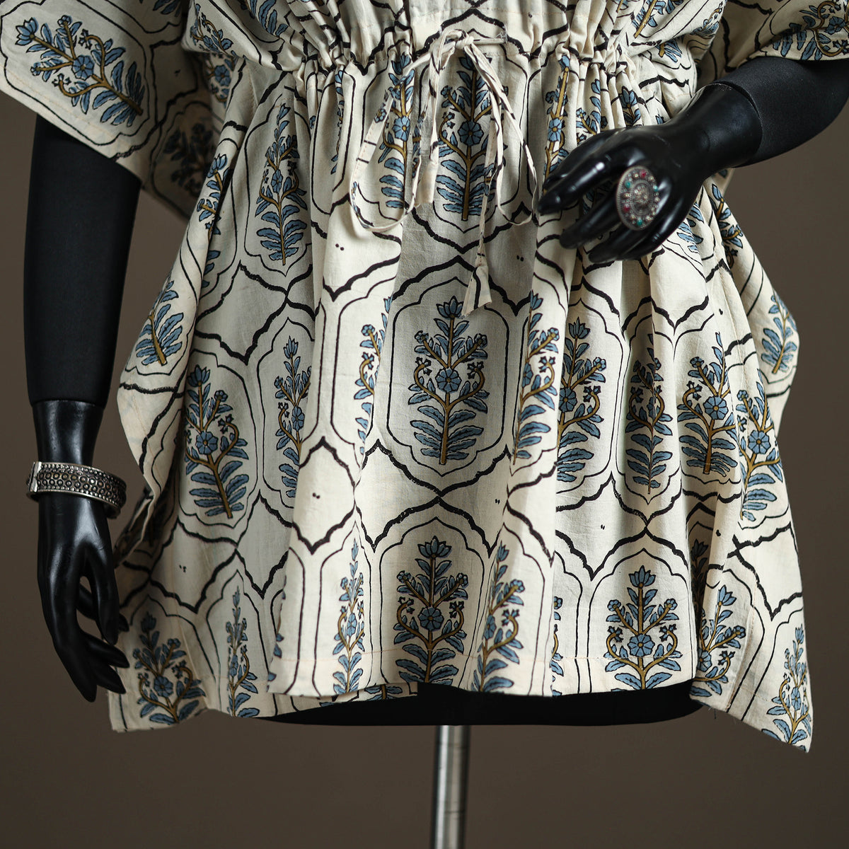 Ajrakh Hand Block Print Natural Dyed Cotton Short Kaftan 36