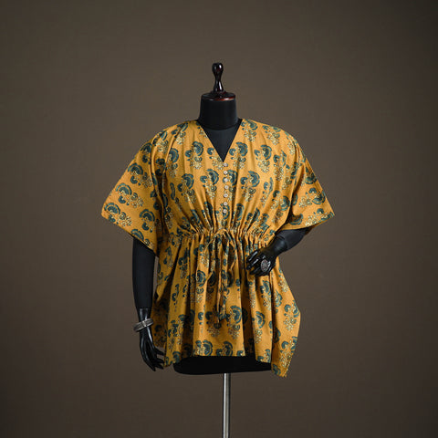 Ajrakh hand block print natural dyed cotton short kaftan 37