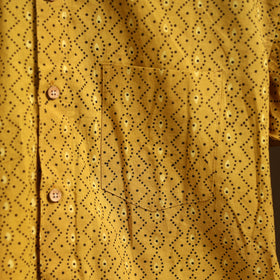 Natural Dyed Hand Block Print Cotton Men Half Sleeve Ajrakh Shirt 07