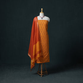 Pochampally Ikat Cotton Unstitched Dress Material: Kurta & Dupatta 14