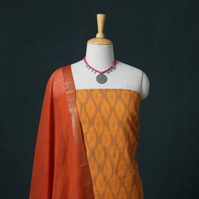 Pochampally Ikat Cotton Unstitched Dress Material: Kurta & Dupatta 14