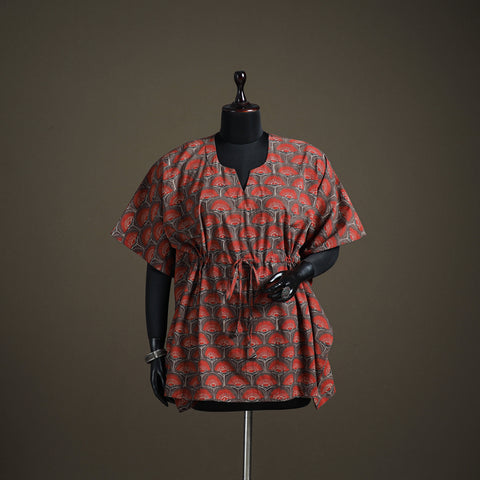 Ajrakh hand block print natural dyed cotton short kaftan 38